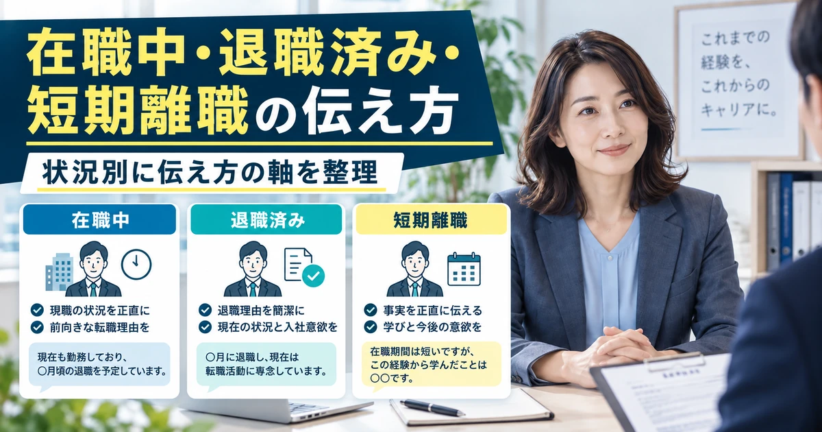 在職中・退職済み・短期離職の退職理由の伝え方を状況別に整理したARUKITO見出し画像