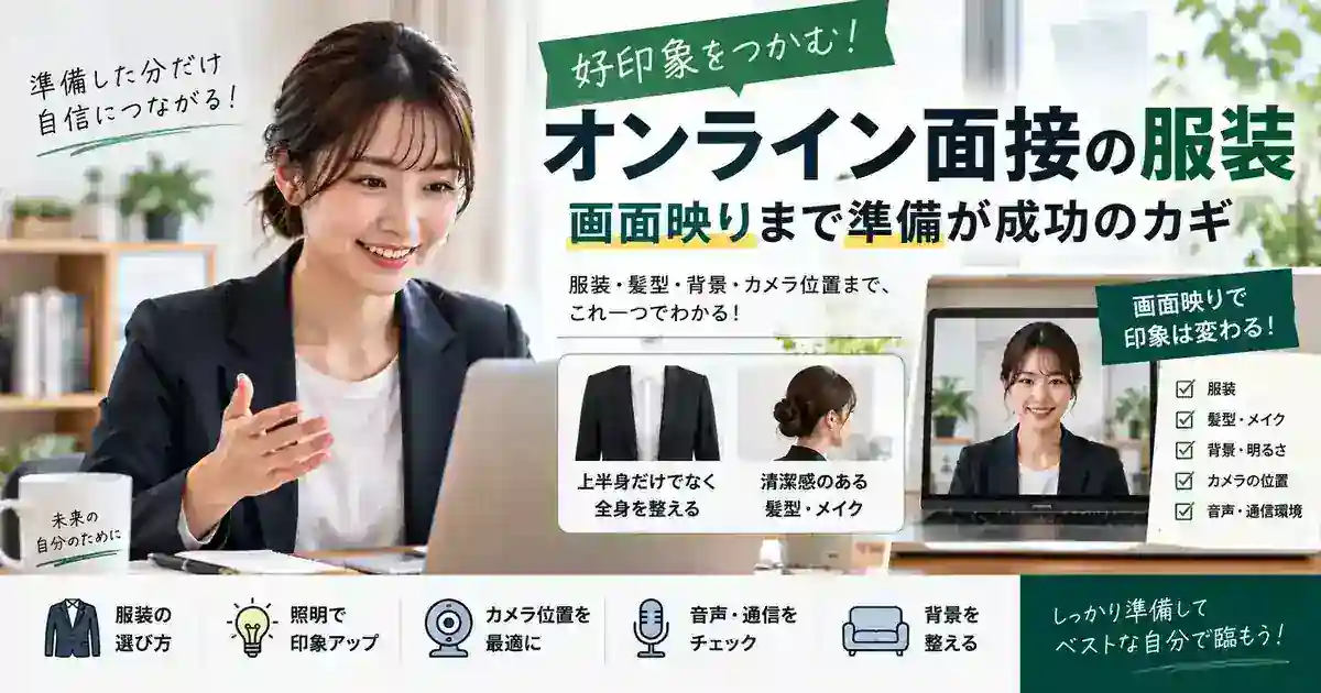 オンライン面接の服装・照明・背景・カメラ位置を整える章画像