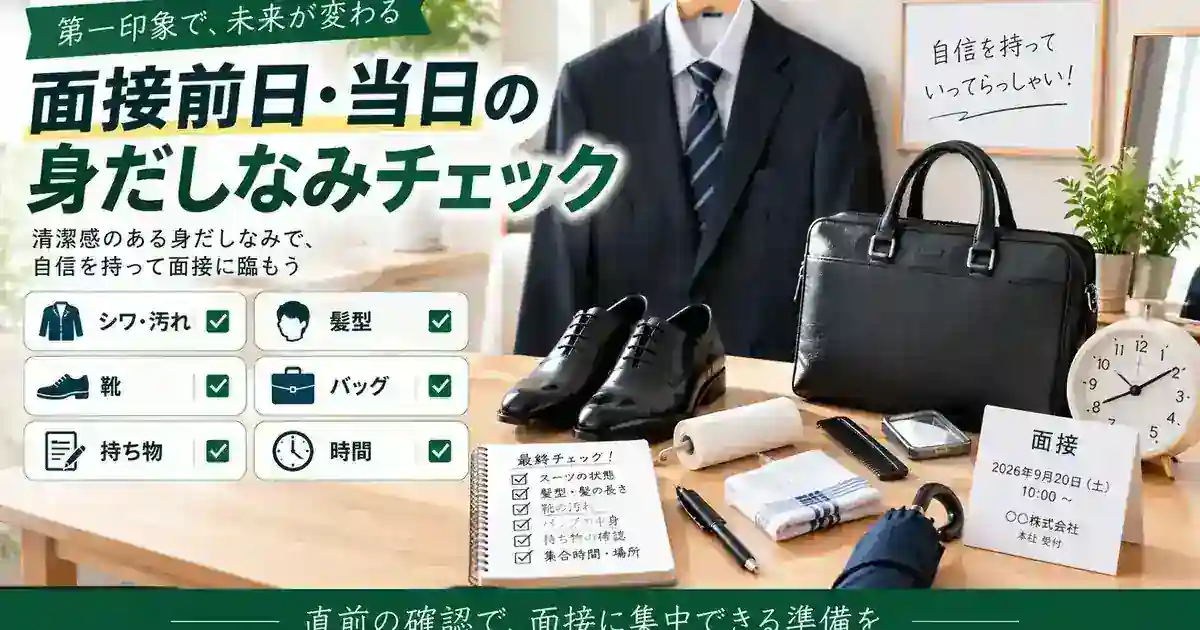 転職面接の前日・当日に服装と身だしなみを確認するチェックリスト画像