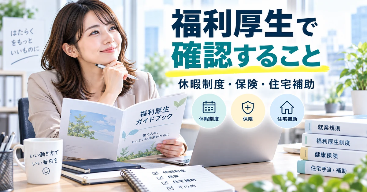 内定承諾前に休暇制度・保険・住宅補助など福利厚生を確認するARUKITOオリジナル章画像