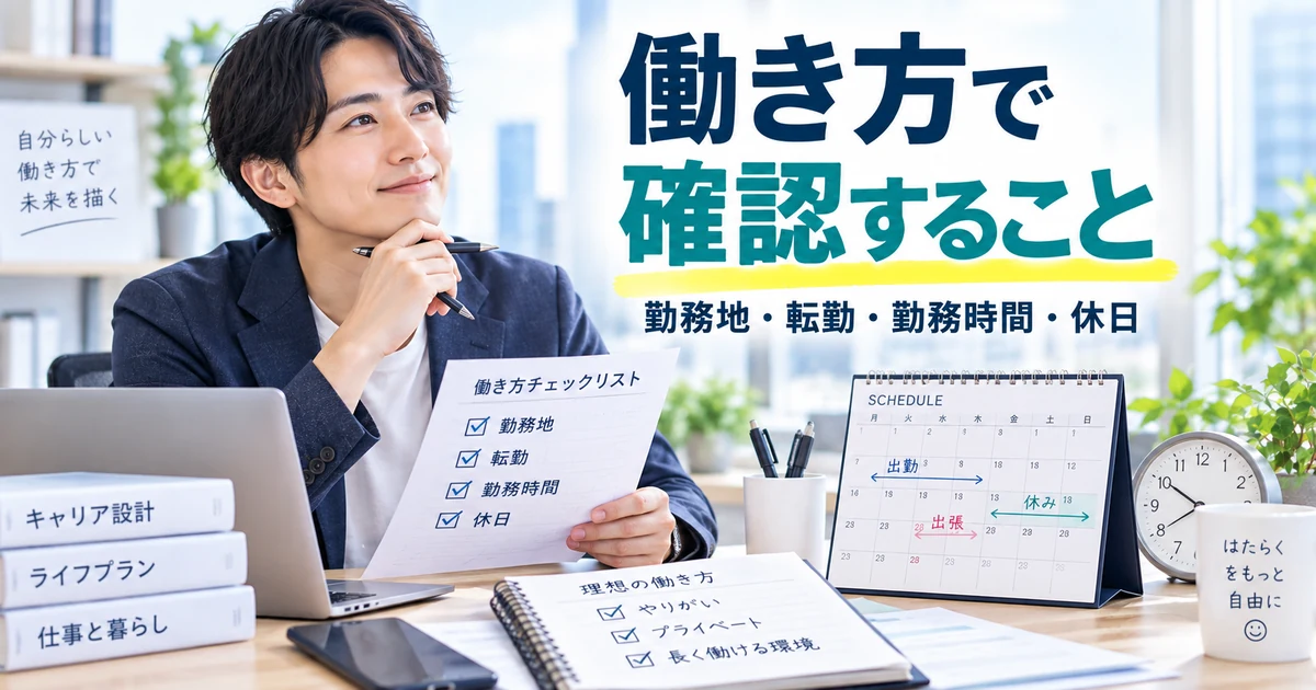 内定承諾前に勤務地・転勤・勤務時間・休日など働き方を確認するARUKITOオリジナル章画像