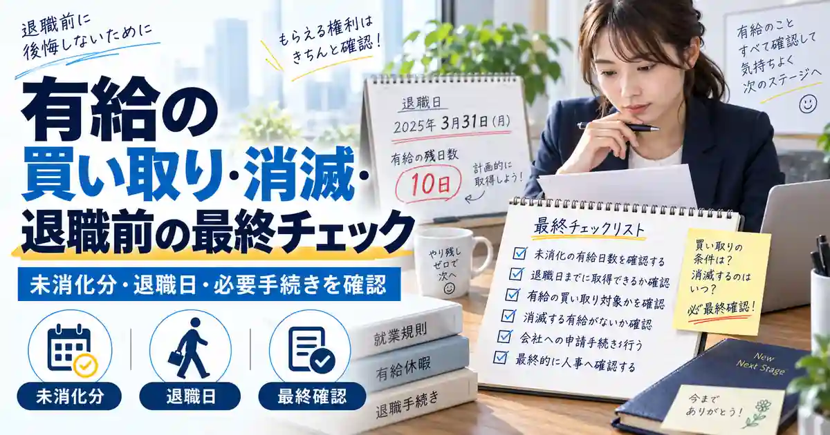 有給の未消化分・退職日・買い取り・消滅時期を最終確認する1200×630の見出し画像