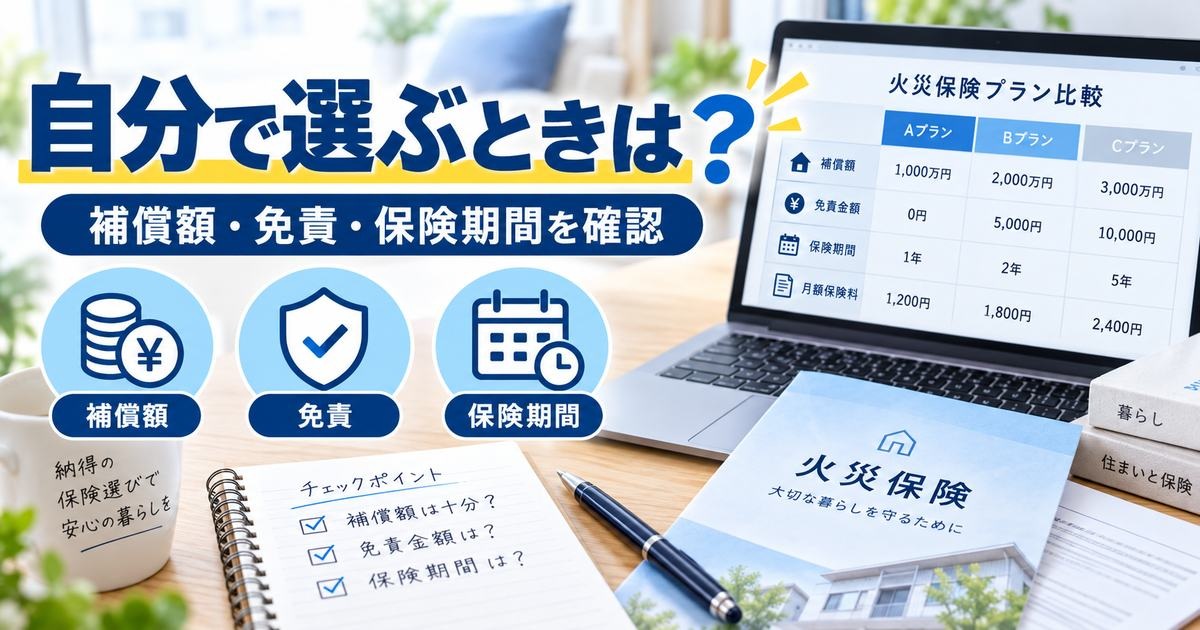 賃貸の火災保険を自分で選ぶときの補償額・免責・保険期間を整理した章画像