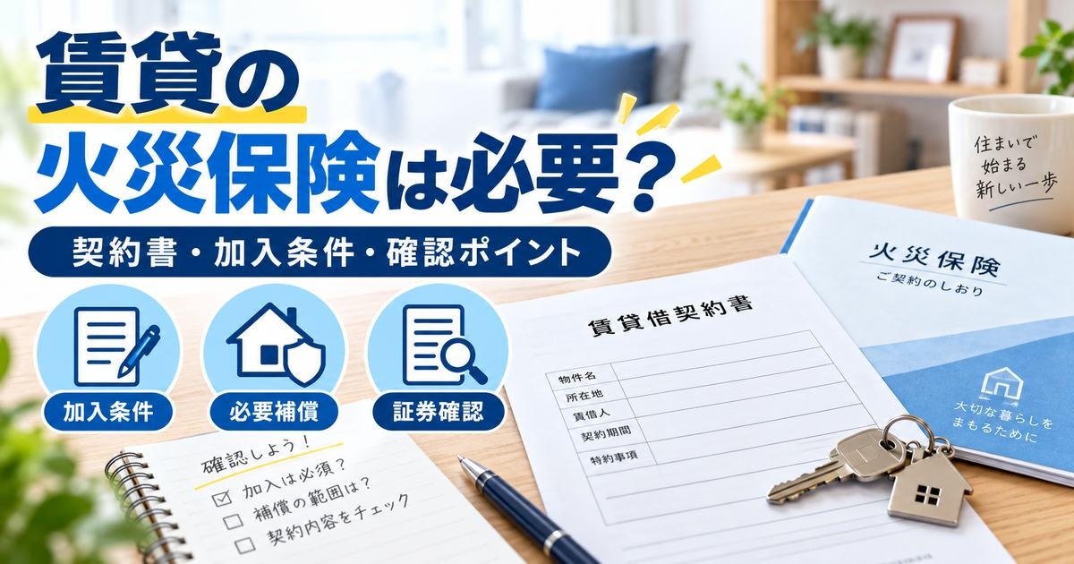 賃貸の火災保険は必要かを契約書・加入条件・確認ポイントで整理した章画像
