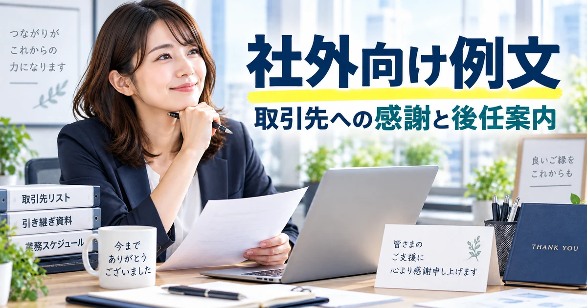 取引先への感謝と後任案内を整理した社外向け退職挨拶メール例文のARUKITOオリジナル章画像