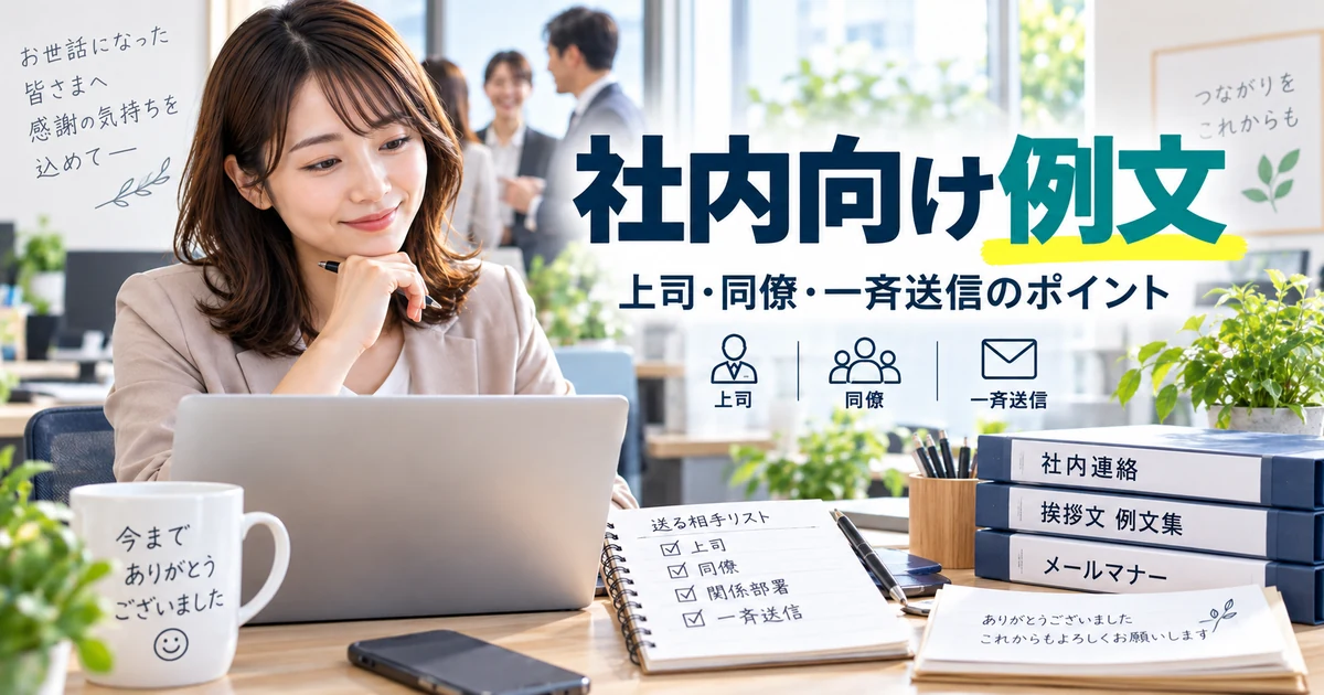 上司・同僚・一斉送信のポイントを整理した社内向け退職挨拶メール例文のARUKITOオリジナル章画像