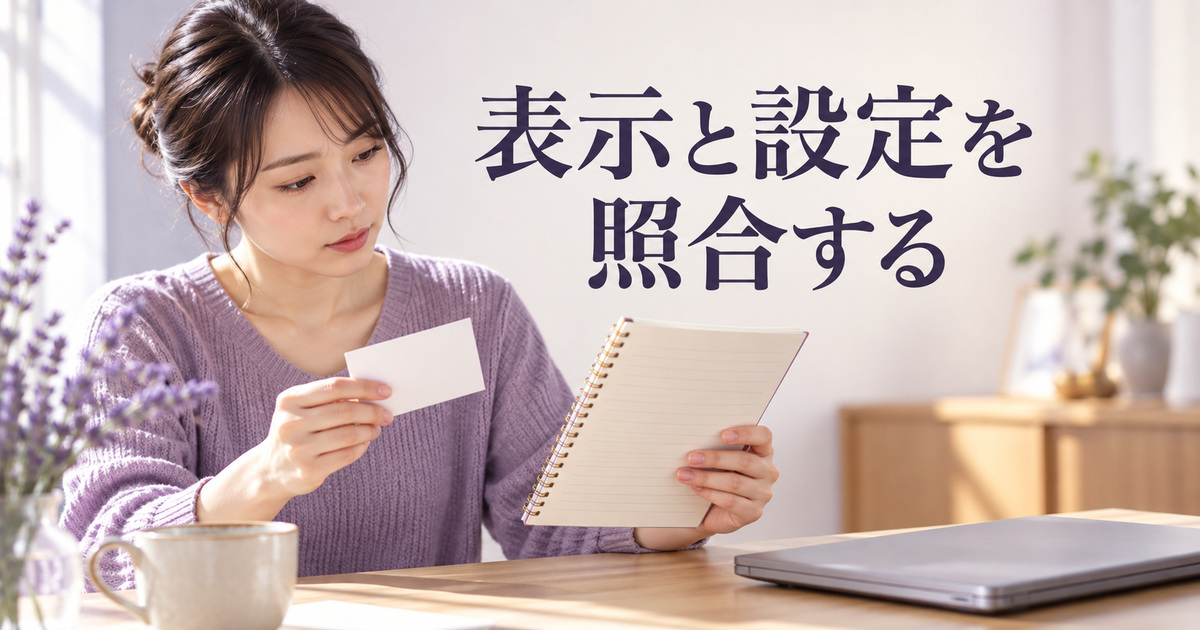 表示の結果と設定を照合するAI概念イメージ