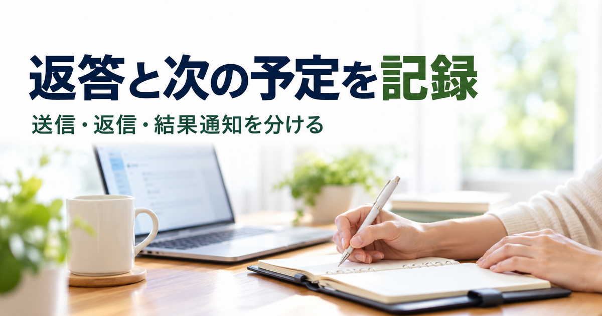 受け取った返答と次の予定を連絡履歴に記録する手元