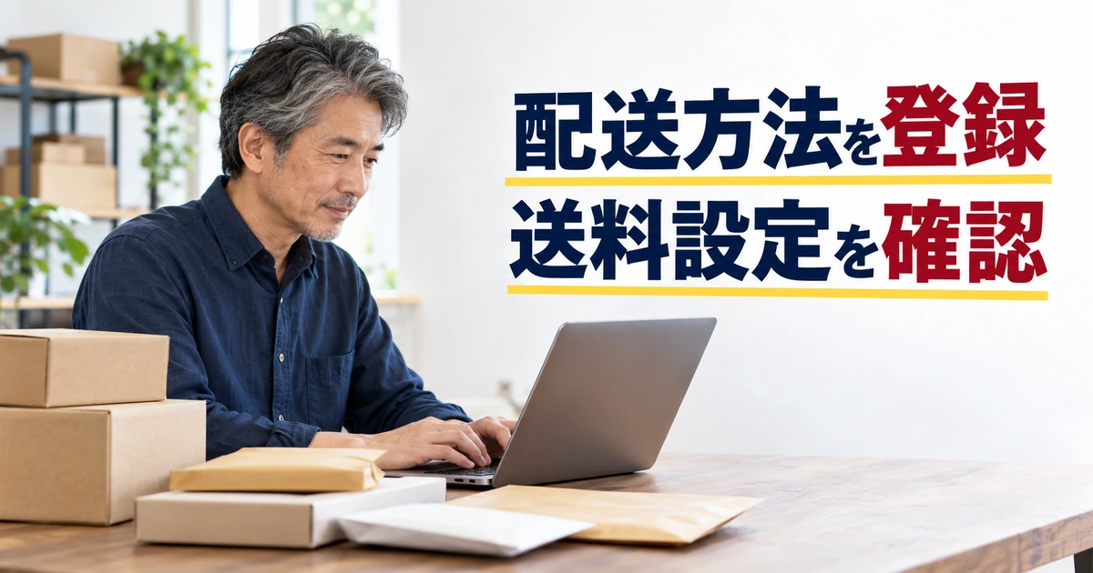 商品の発送方法を整理して送料設定を入力する出品者