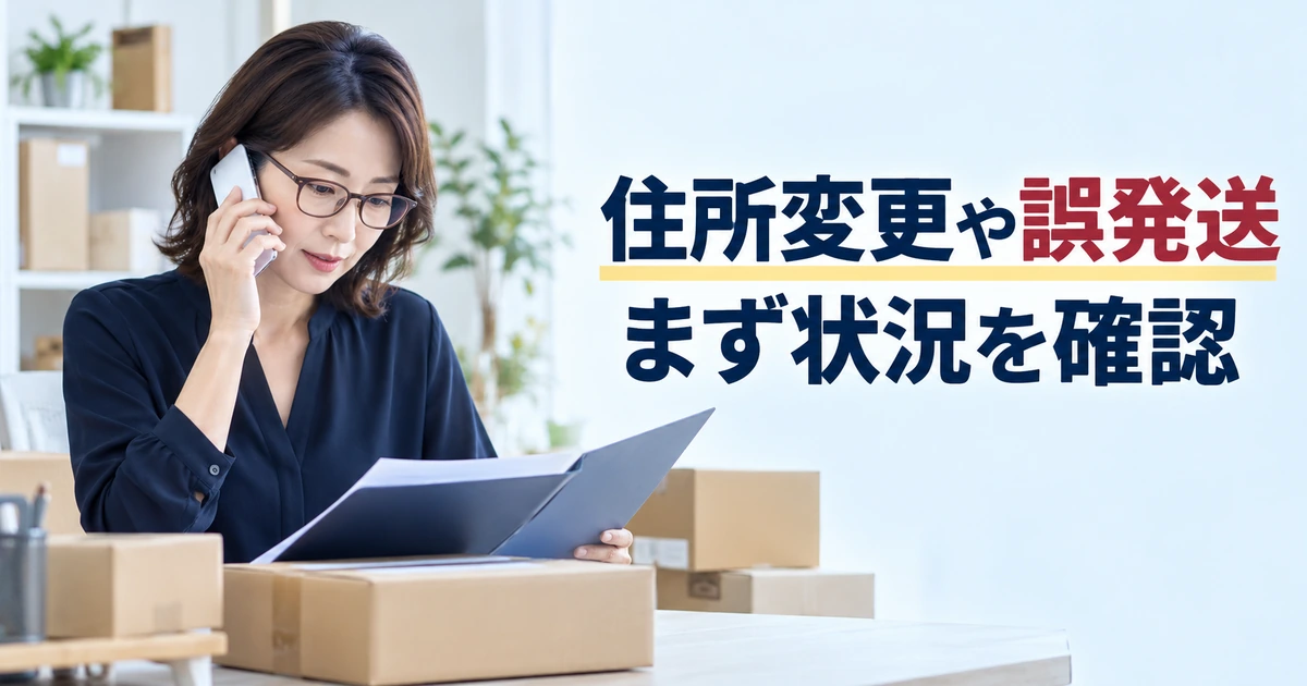 住所変更や配送トラブルについて記録を確認する女性