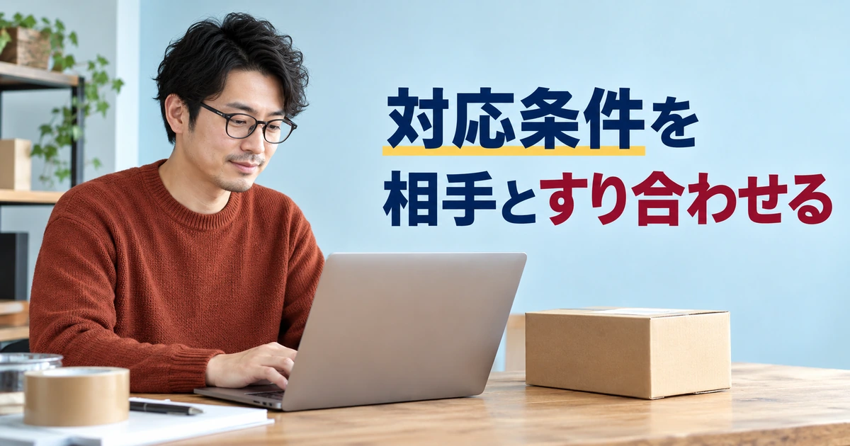 取引相手との対応条件をメッセージで整理する出品者