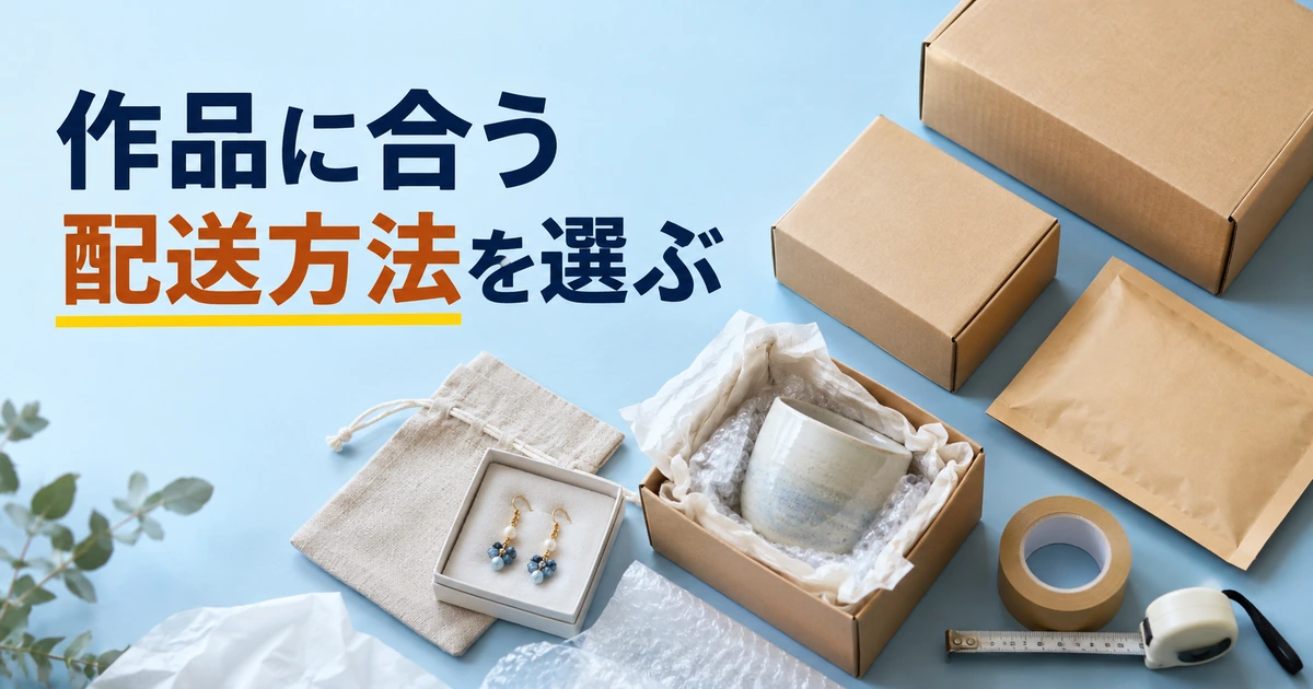 作品の大きさや壊れやすさに合わせ配送方法を選ぶための梱包例