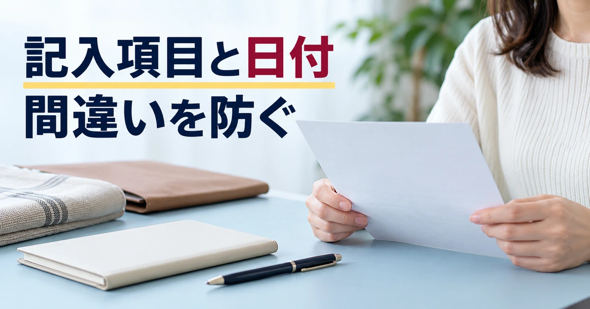 納品書に書く項目や日付を確認する手元
