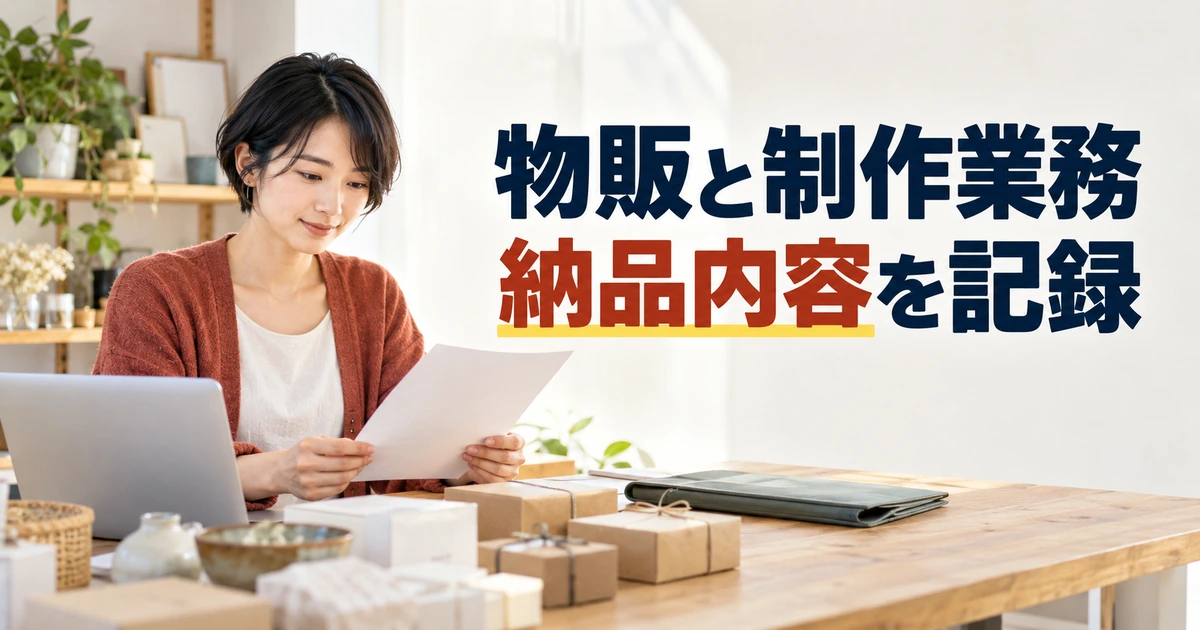 物販と制作業務の納品内容を記録する事業主