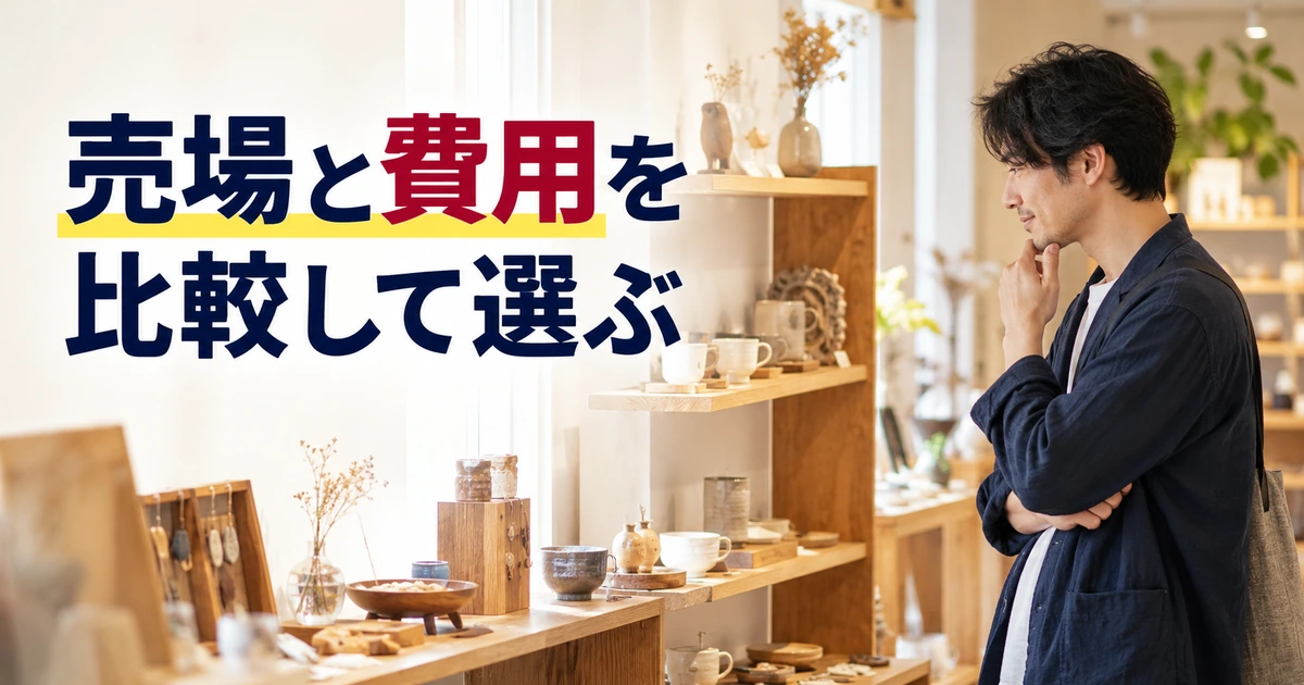 委託先の売場と作品の相性を確認する男性