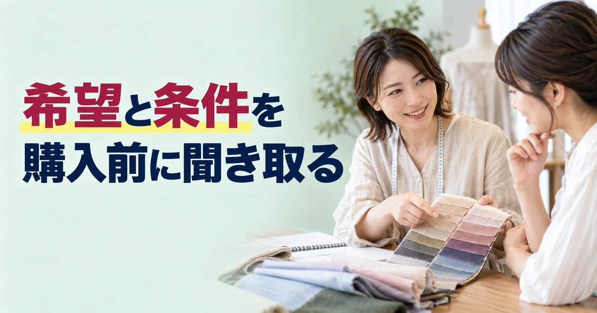 注文前に作品の希望と条件を聞き取る打ち合わせ
