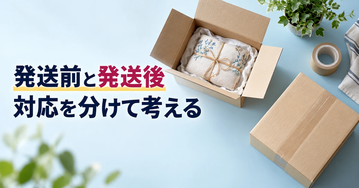 発送前の荷物と返送品を分けて状況を整理する場面