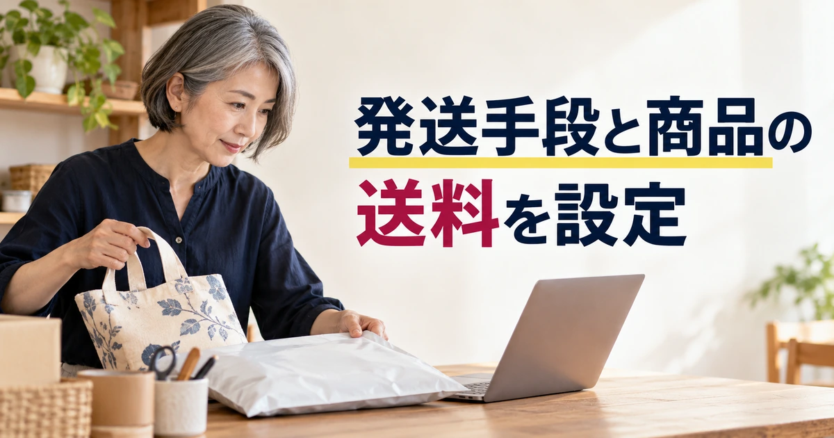 商品の発送手段と送料を確認する女性店主