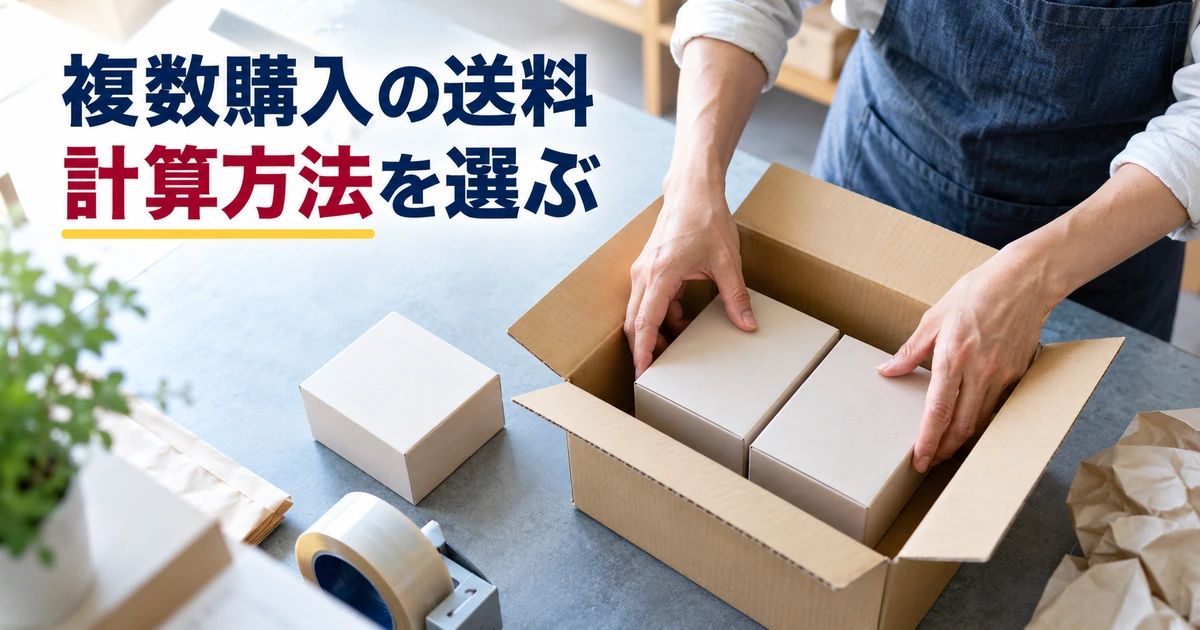 複数の商品をまとめたときの梱包と送料を確認する作業