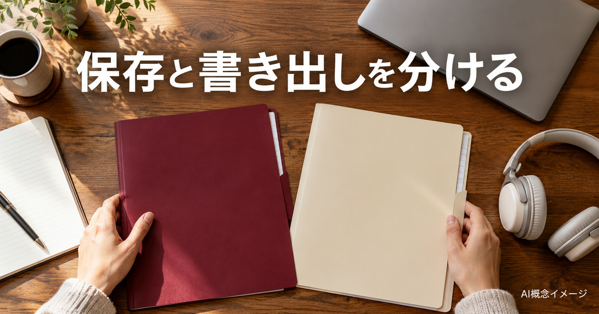 編集用と再生用を二つのフォルダーで分けるAI概念イメージ