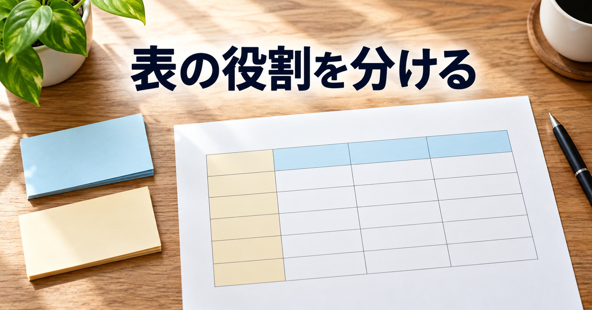 項目名と材料の識別情報を別の領域へ分ける写真イメージ