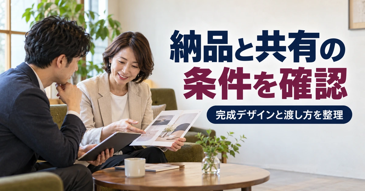 完成したデザインを依頼者と対面で確認する打合せ