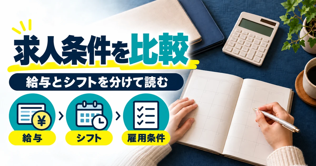 シフトや給与の条件を整理するイメージ