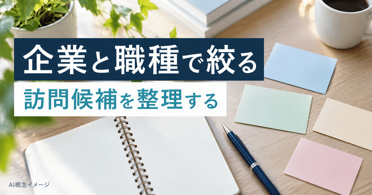 企業と募集職種の訪問候補を整理するAI概念イメージ