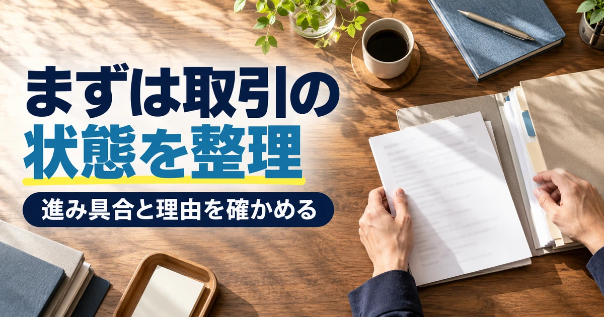 キャンセル前に取引の進捗と理由を整理する画像