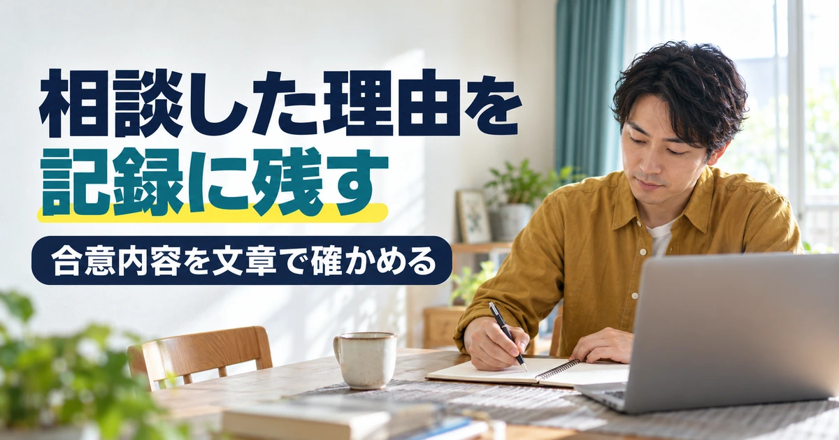 キャンセル理由と合意内容を文章で記録する場面