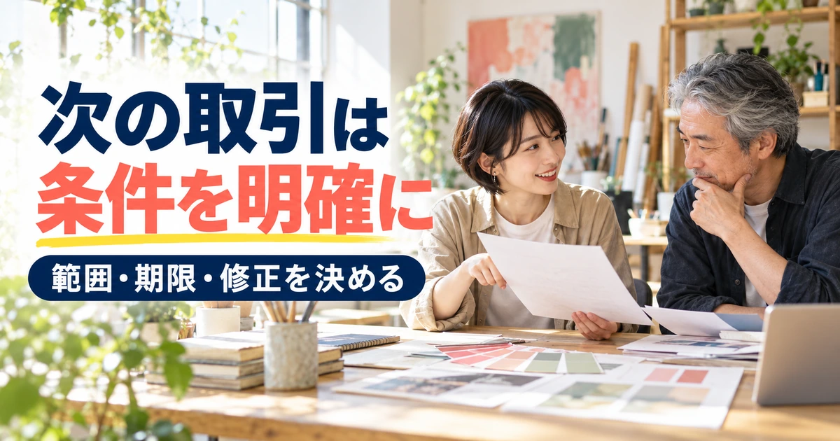 次の取引の範囲と期限と修正条件を明確にする場面