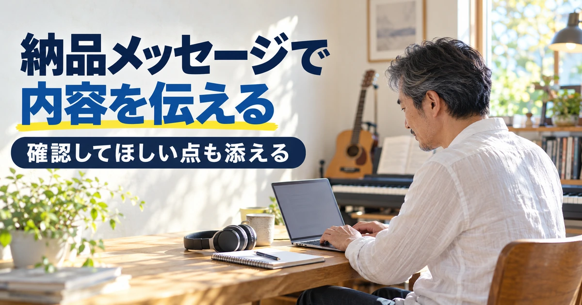 トークルームで納品内容と確認点を伝える画像