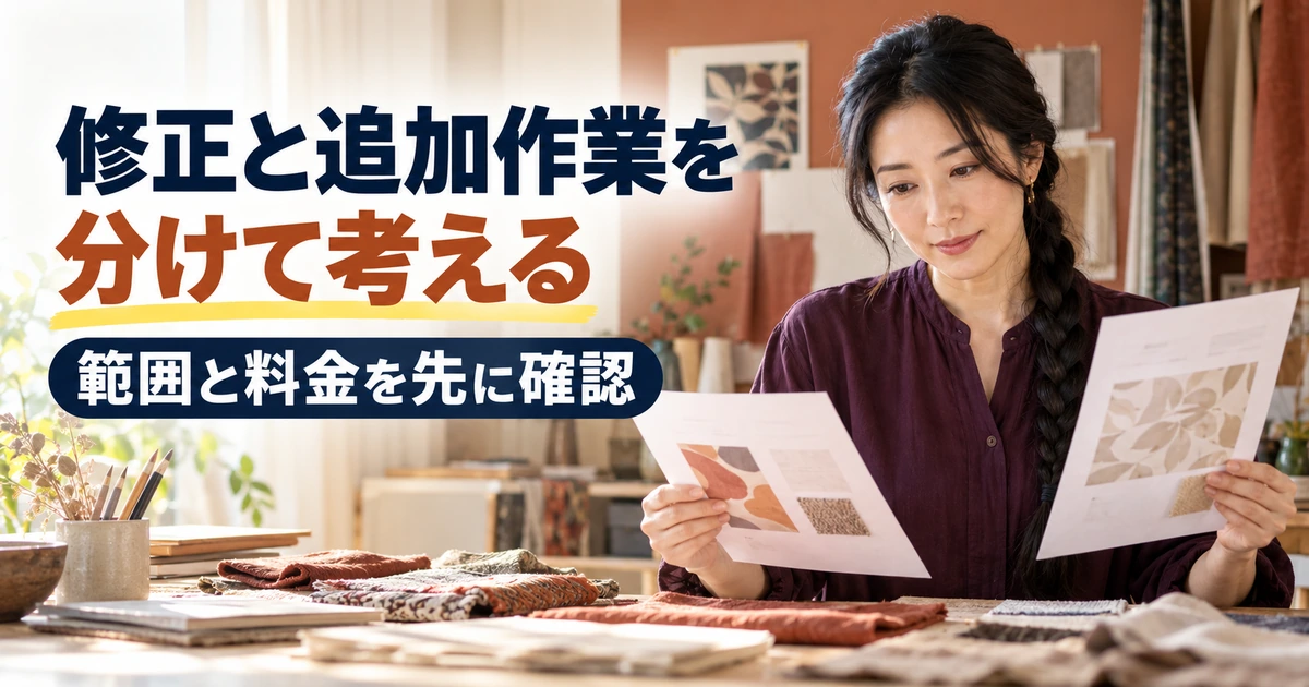 修正依頼と追加作業を区別して条件を確認する場面