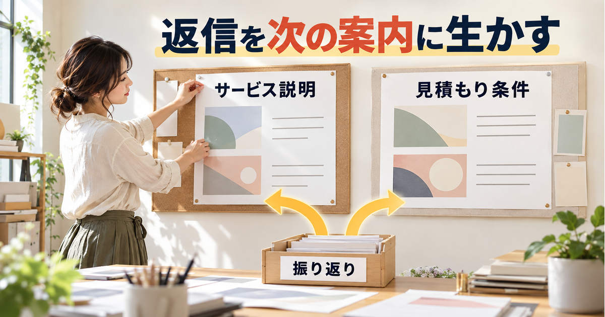 返信後の振り返りを、今後のサービス説明と見積もり条件の見直しへつなげる