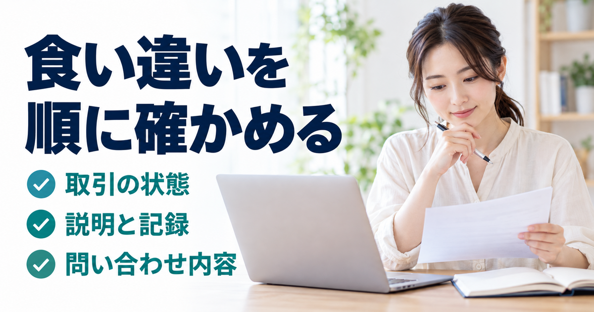 取引の説明と支払記録の食い違いを整理する出品者