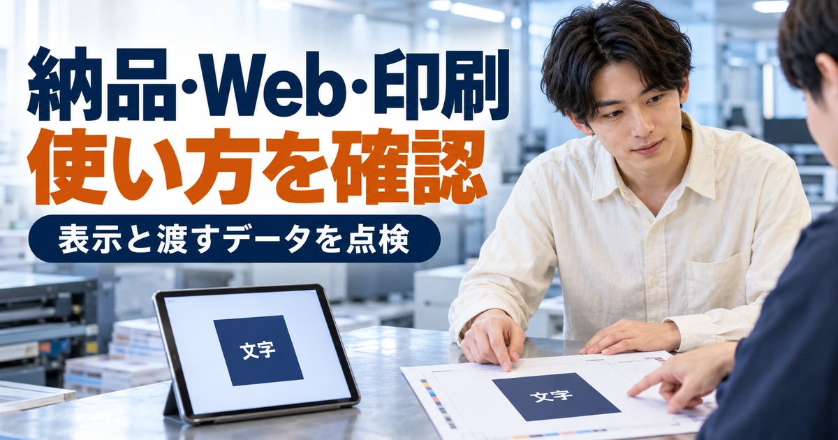 印刷校正と端末の表示を並べて仕上がりを確認するデザイナー