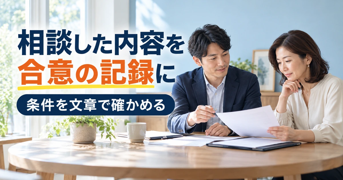 契約終了の相談内容を文章で記録する場面