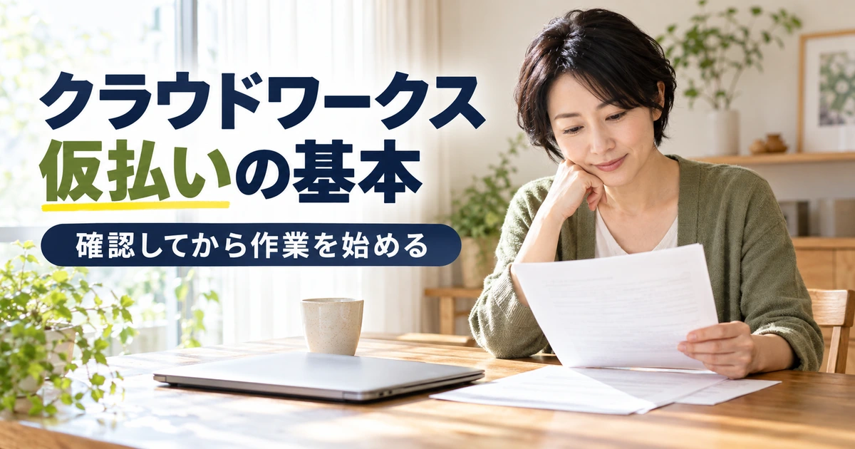 クラウドワークスの仮払い確認と作業開始を解説する画像