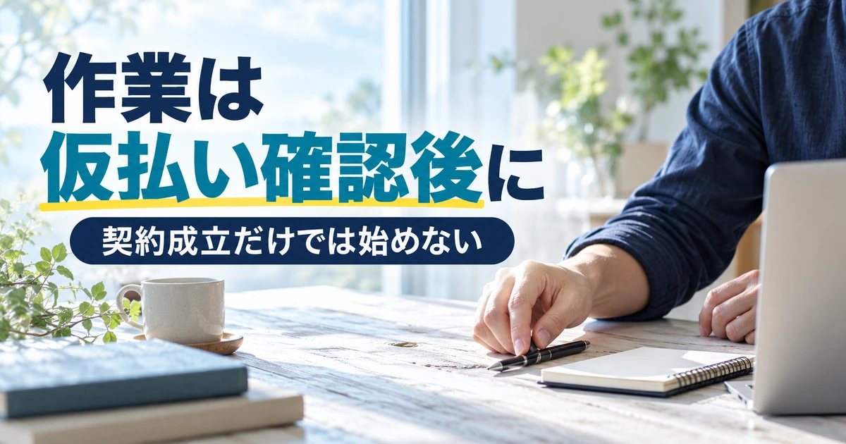 仮払いを確認してから作業を開始するタイミング
