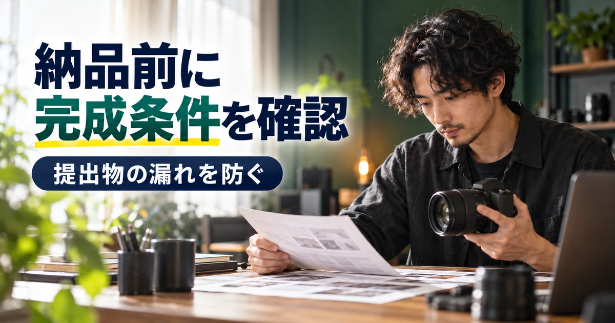納品前に完成条件と提出物を確認する場面