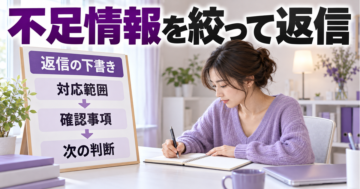 対応できる範囲・確認事項・次の判断を返信の下書きに整理する