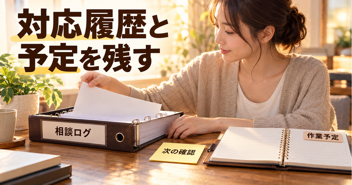 相談ログと作業予定を別々に残し、自分で次に確認する予定を整える
