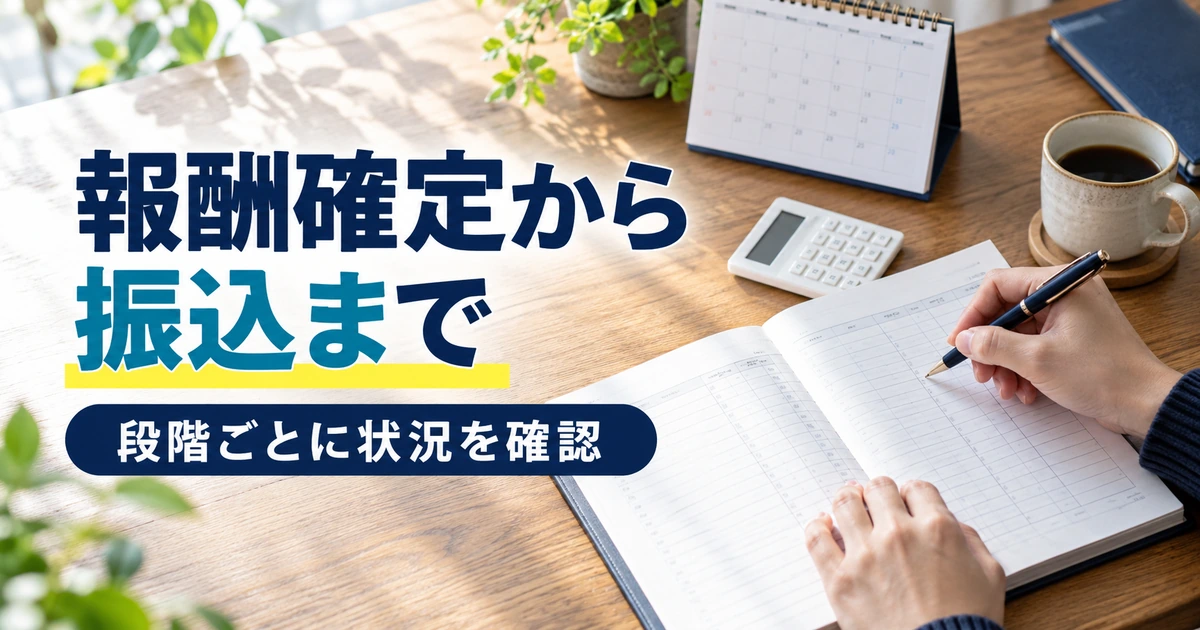 報酬確定から振込までの状況を確認する画像
