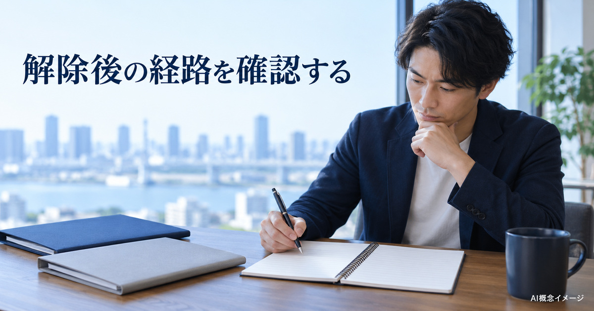 解除後に残るアクセス経路をノートで確認するAI概念イメージ