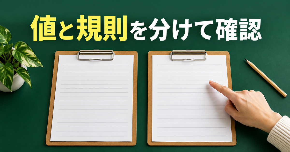 入力した値と入力規則を別々に確認する写真イメージ