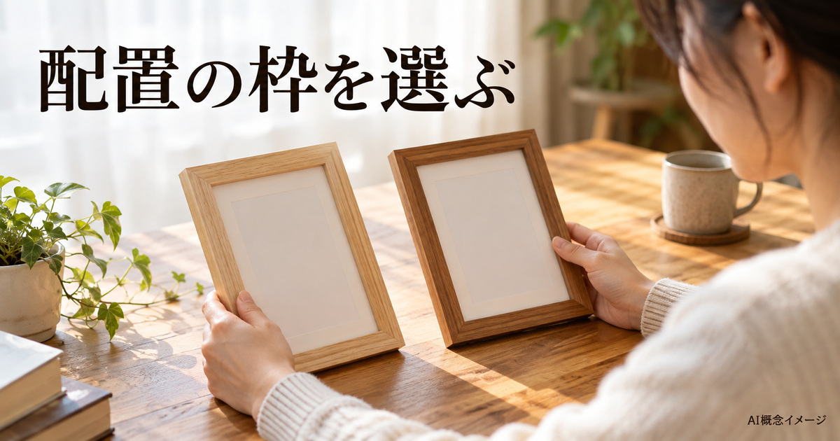 配置の枠を選ぶ二つのフレームのAI概念イメージ
