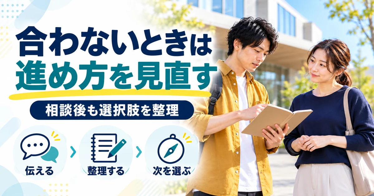 フリーターの就職相談:合わないときは、進め方を見直す。伝える・整理する・次を選ぶを図解