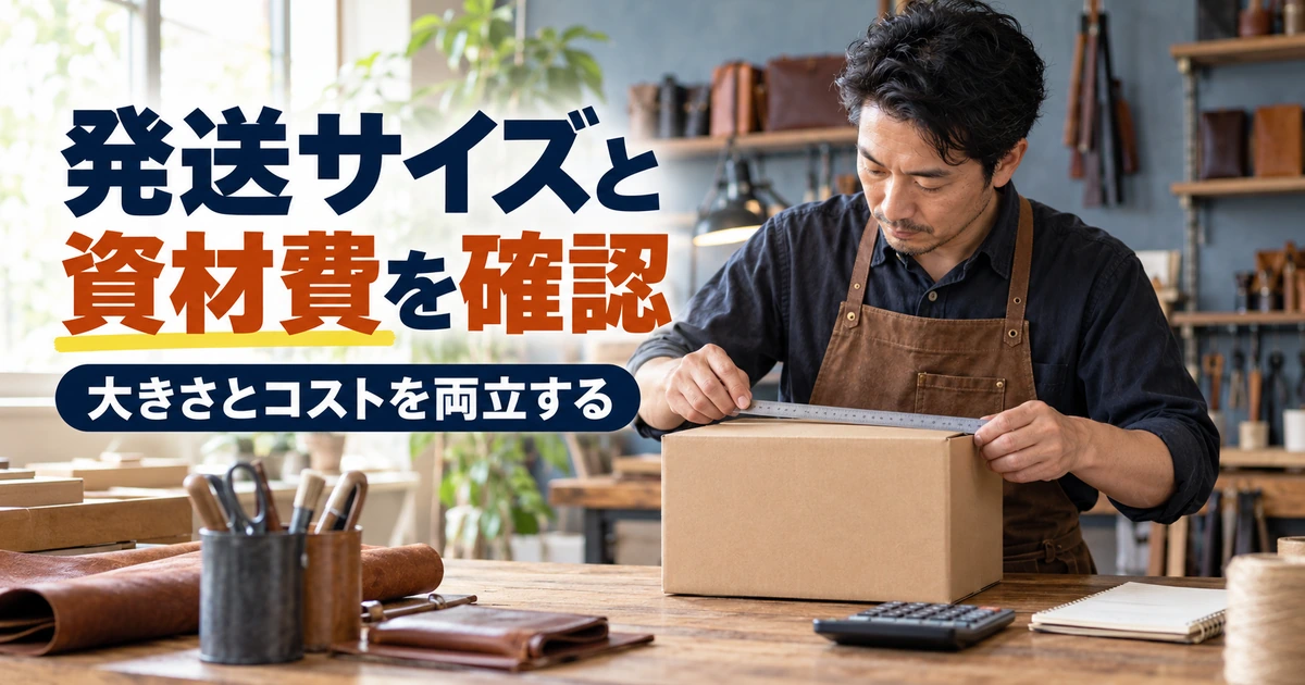 発送用の箱の大きさと資材費を確認する場面