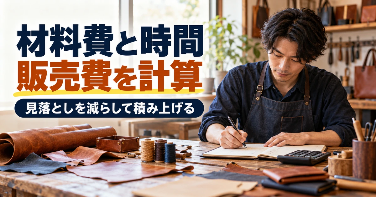 材料費と作業時間と販売費を計算する場面