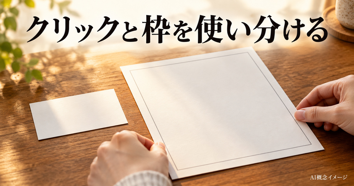短い文字と枠への入力を紙の大小で考えるAI概念イメージ